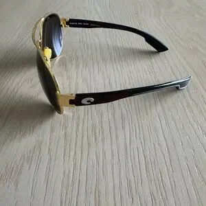 Costa Gold and Black Aviator Sunglasses Costa Grand Catalina - Matte Black - Gold Mirror Lens 580G  main image 4
